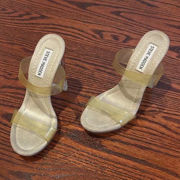 Steve Madden Shoes - Steve Madden Women's Gold Clear Strap Heels